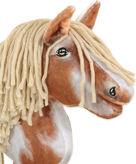 Steckenpferd Klein Premium Steckenpferd Gescheckt Tobiano Beige Mähne A4