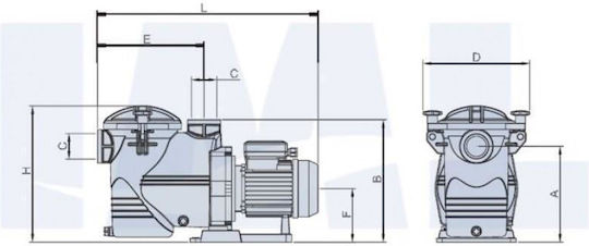 ImL Pool Pump Europa Filter Single-Phase with Horsepower 1.5hp and Maximum Water Flow 20000 liters/hour