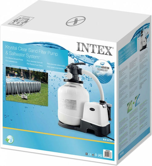 Intex Krystal Αντλία Πισίνας Φίλτρου Μονοφασική με Ιπποδύναμη 0.75hp και Μέγιστη Παροχή Νερού 10000 lt/h