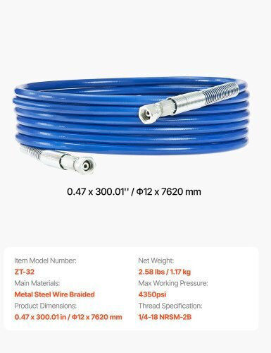 Vevor 25ft Σωλήνας Βαφής Χωρίς Αέρα 1/4" Universal Gywqptjrgjpjujubpv0