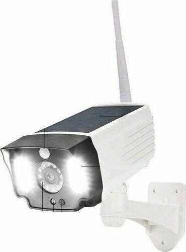 Acp Fake Bullet Surveillance Camera Solar LED Light White