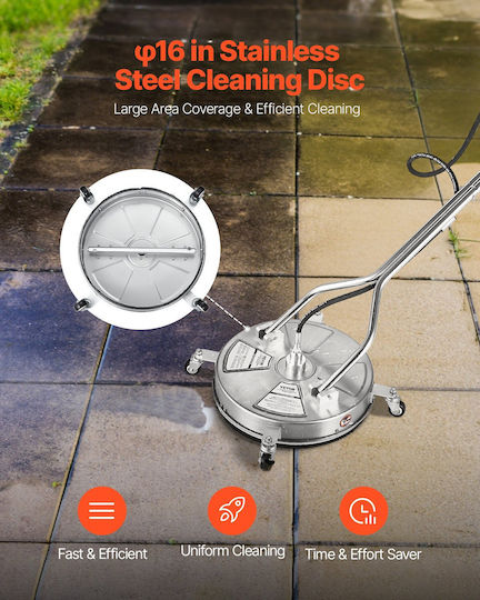 Curățător de suprafețe Vevor 18" pentru spălător sub presiune, 4 roți, mâner dublu, 4000 Psi max