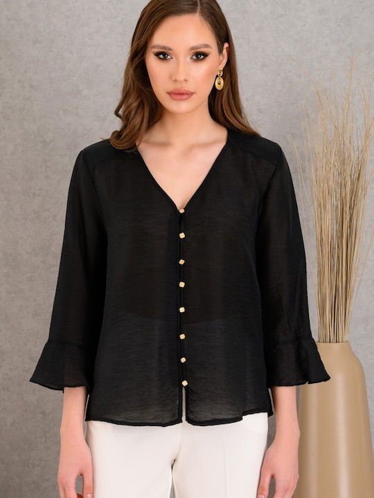 Women's Blouse with 3/4 Sleeve Black