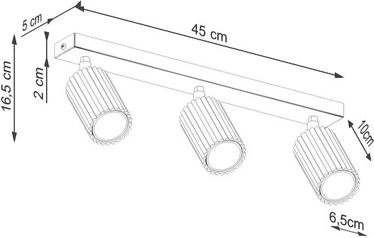 Sollux Karbon Dreifach Spot mit Fassung GU10 in Beige Farbe