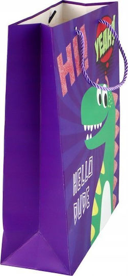 Purple Dinosaur Paper Gift Bag 41.5cm x 30cm x 12cm