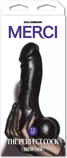 Doc Johnson Dildo Perfect Ρεαλιστικό Dildo με Όρχεις και Βεντούζα Μαύρο 19cm
