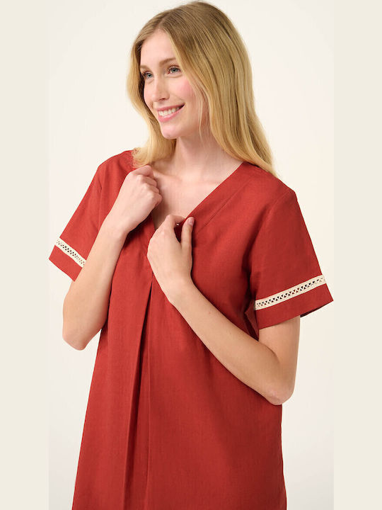 Sommer Midi Wickel Damenkleid Rot Chili