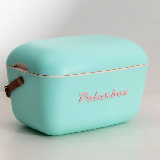 Polarbox Classic & Pop Style Portable Fridge 12lt Turquoise With Brown Strap