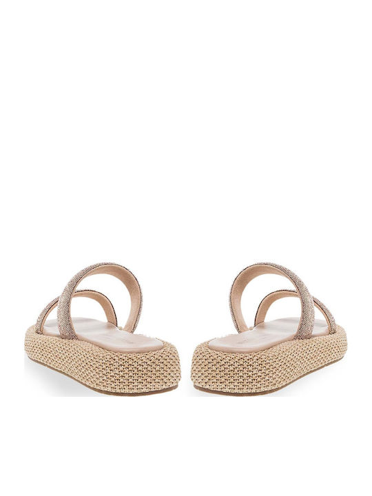 Sandale Casual Damă Flatforme Roz Auriu