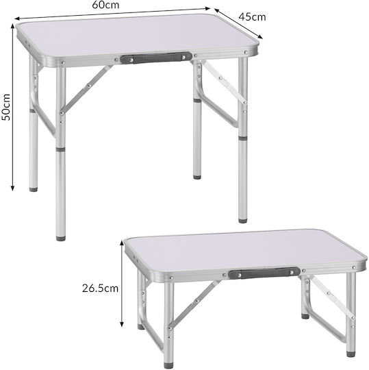 Bakaji Table Aluminum for Camping Foldable in Case 60xx45cm Gray