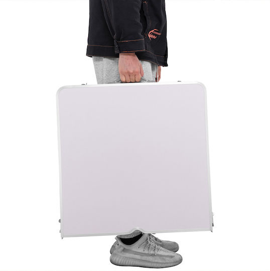 Bakaji Table Aluminum for Camping Foldable in Case 60x60cm White