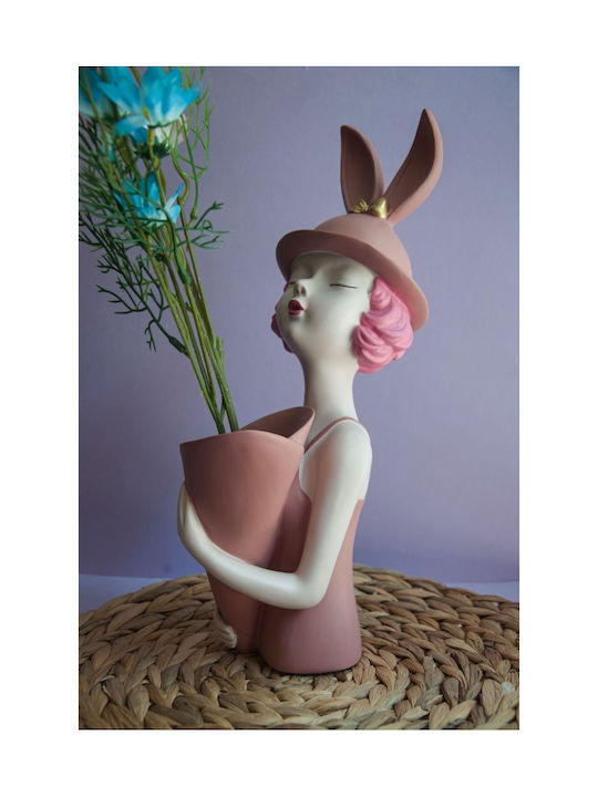 Rabbit Girls Σετ 2 Φιγούρες Κορίτσια Ανθοδέσμη Μήλο 36 Εκ Ροζ 2 Τμχ Yugenliving