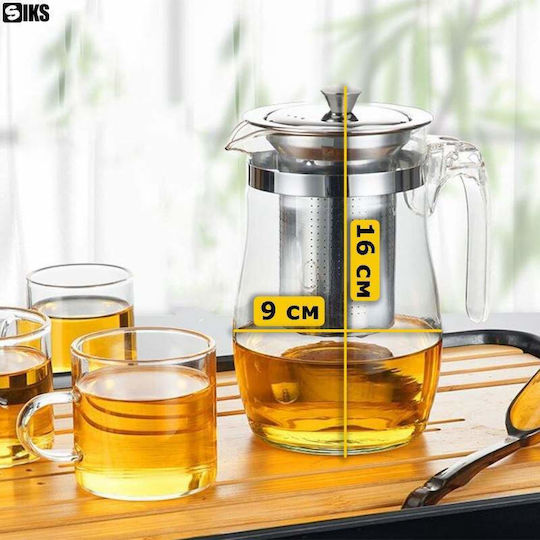 Teekanne mit Tasse und Filter Glas Transparent 750ml