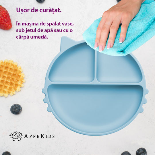 AppeKids Детска Чиния за Хранене от Силикон Тюркоазен