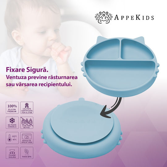 AppeKids Детска Чиния за Хранене от Силикон Тюркоазен