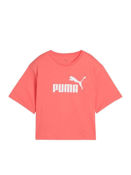 Logo Damen Sport Bluse Kurzärmelig Koralle