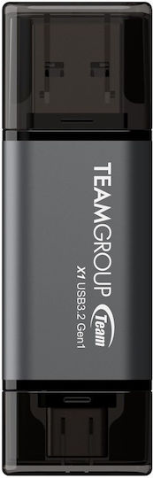 TeamGroup X1 64GB USB 3.2 Stick with connection USB-A & USB-C Gray