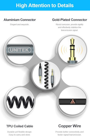 Unitek Y-c926abk 3.5mm To 3.5mm Audio Cable 1.0m