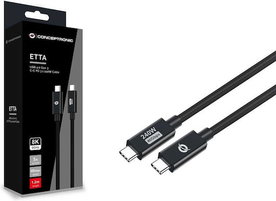 Conceptronic USB 4 Video Cable USB-C male - USB-C PD Μαύρο 1.2m ETTA04B12
