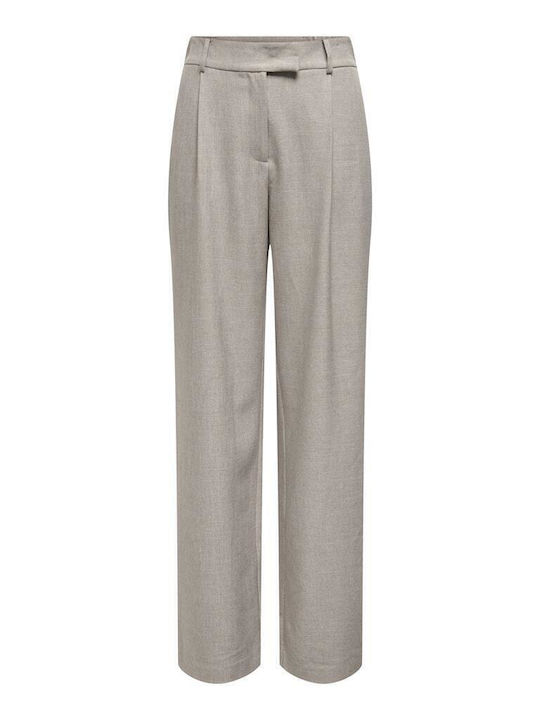 Hw Women's Fabric Trousers Straight Line Greige