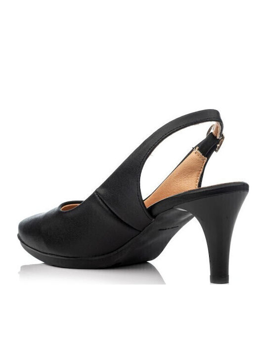 Leather Black Heels with Strap