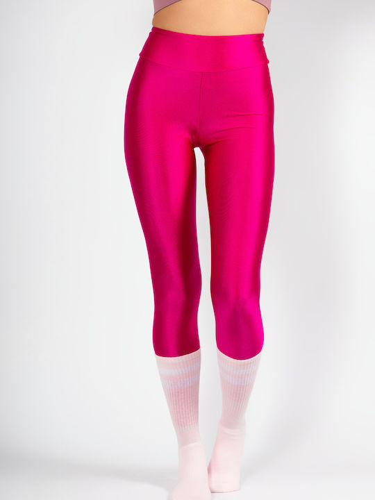 Training Women's Leggings Shiny And High Waist Fuchsia