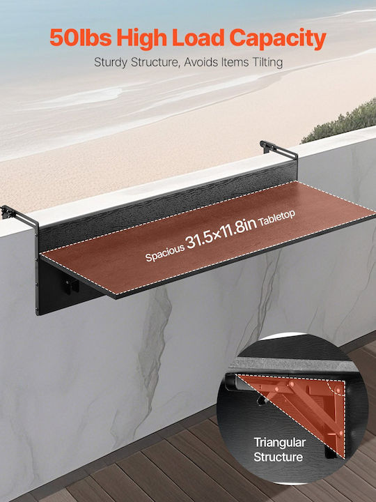 Tisch für kleine Außenbereiche Zusammenklappbar Bronze 80x45x24cm