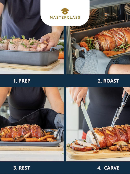 Masterclass Roast & Rest Set Handles Silicone Wood 2pcs