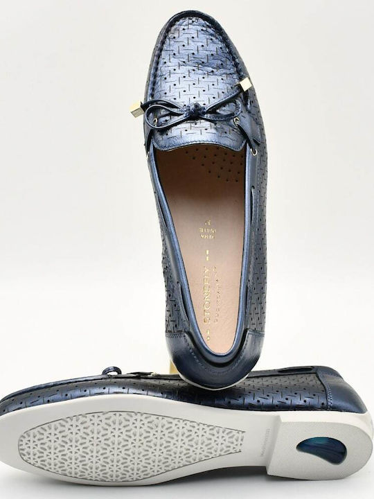Capri Iii 1 Leather Women's Moccasins in Navy Blue Color