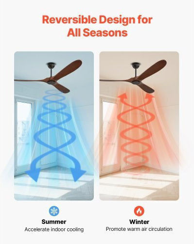 Vevor Ceiling Fan 182.88cm with Remote Control Brown