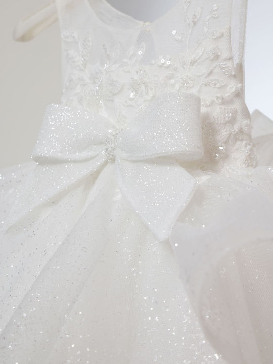 Mi Chiamo Ecru Baptism Dress Made of Tulle K4722F-I