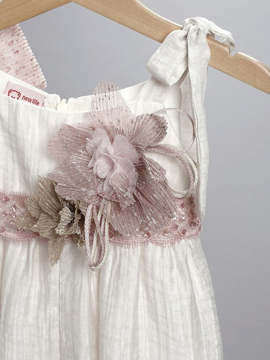 New Life Ecru Baptism Clothes Set with Cardigan & Dress with Lace 3 Pieces