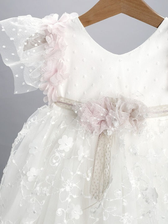 New Life Ecru Baptism Clothes Set for Girls with Cardigan & Dress Made of Lace 3 Pieces