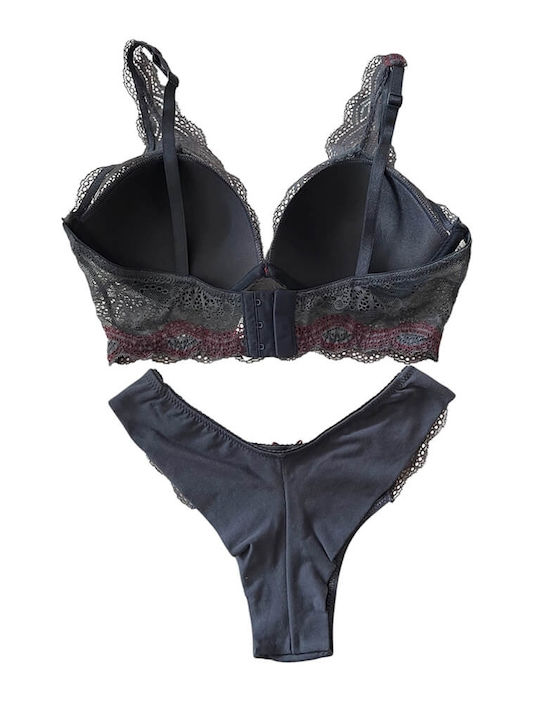 Jadea Lace Underwear Set with Bralette & Brazil Blue