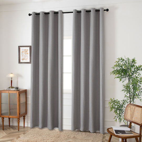 Beauty Home Blackout Curtains with Grommets Gray 140x270cm