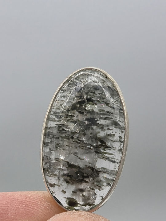 Clear Quartz Necklace with Green Tourmaline Inclusions