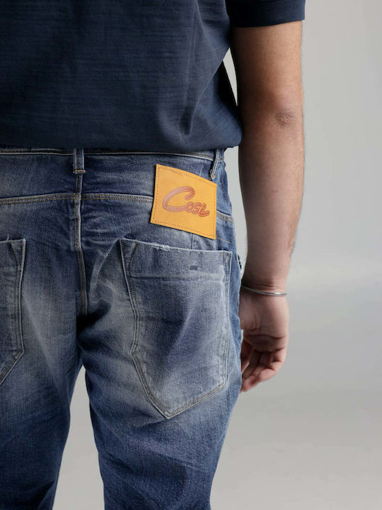 Men's Jeans Pants with Slim Fit Blue Denim