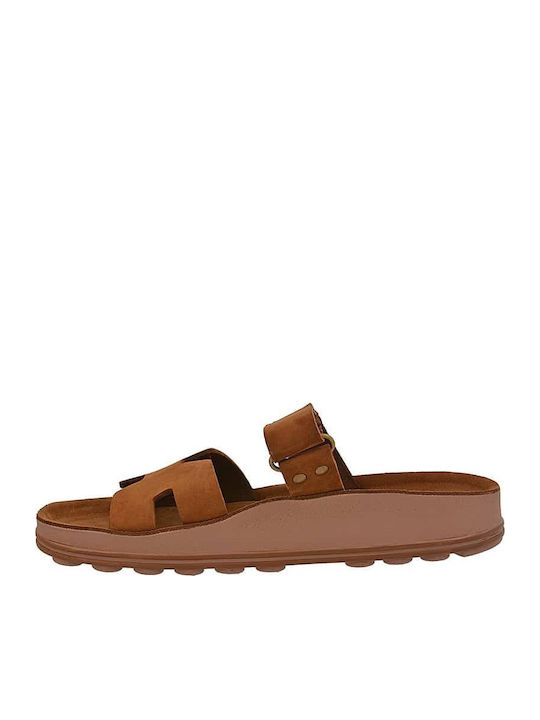 Bianca Leather Women's Flat Sandals Mochaccino