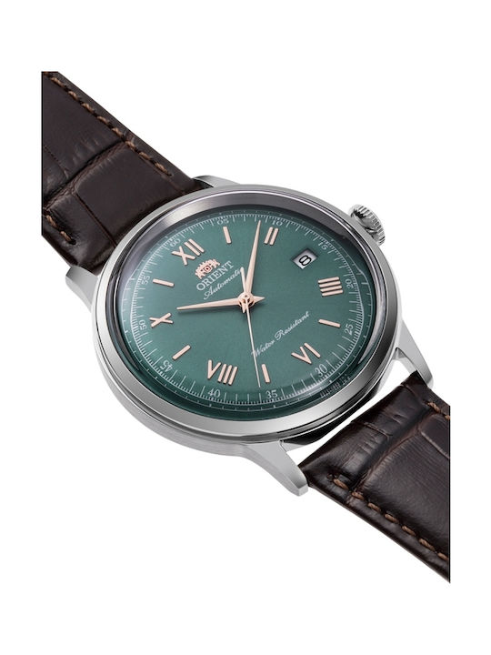 Orient Bambino Ανδρικό Ρολόι 40.5mm Αυτόματο με Καφέ Δερμάτινο Λουράκι