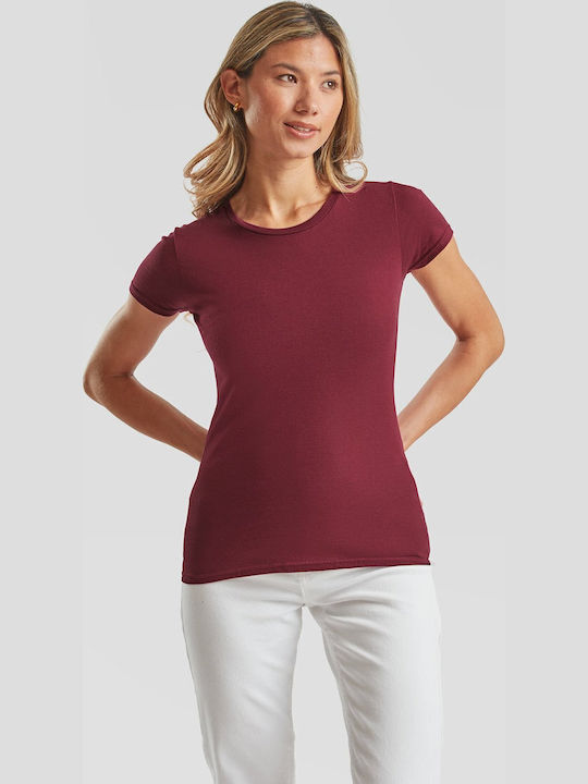 Fruit of the Loom Iconic Women's Short Sleeve Promotional T-Shirt Burgundy