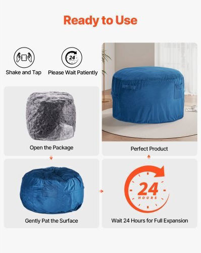 Vevor Bean Bag Chair Blue 116.8x116.8x63.5cm