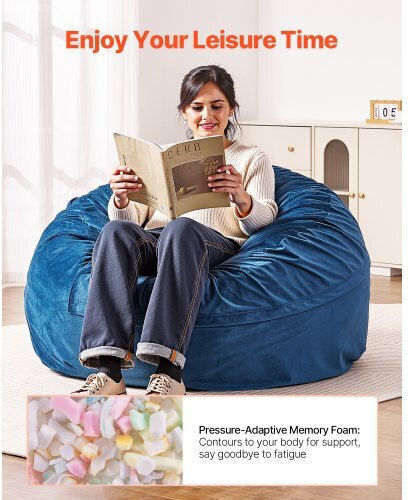 Vevor Bean Bag Chair Blue 116.8x116.8x63.5cm
