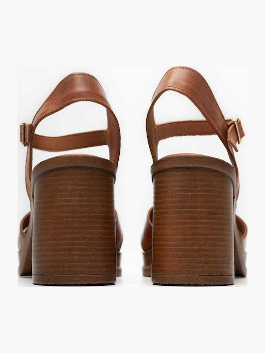 Leather Sandals Tabac Brown