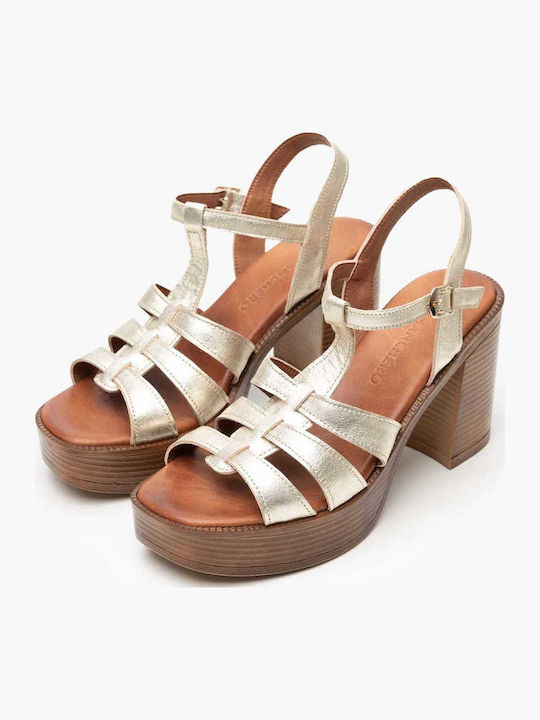 Leder Sandalen Gold