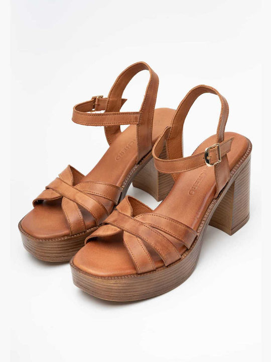 Leather Sandals Tabac Brown