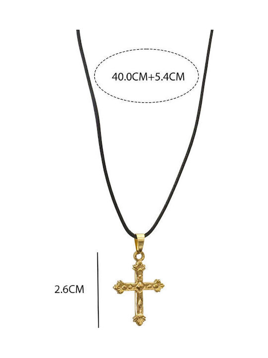 Women's Cross from Gold Plated Steel with Cord