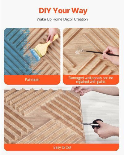 3D Wall Panels from PVC with Glue Brown 50x50cm 12 Pieces