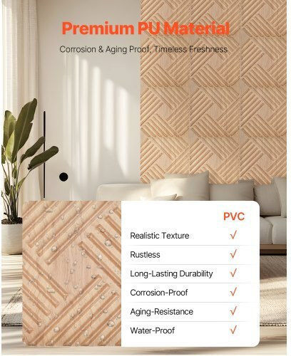 3D Wall Panels from PVC with Glue Brown 50x50cm 12 Pieces