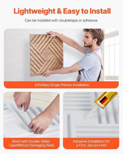 3D Wall Panels from PVC with Glue Brown 50x50cm 12 Pieces