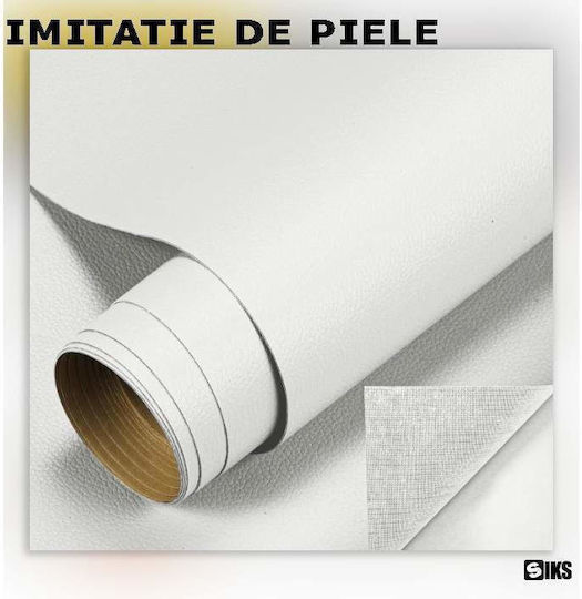 Siks Eco-friendly Leather Sheet Self-adhesive Sofa Armchair Chair Repair Car Interior Size 75 X 250 Cm White